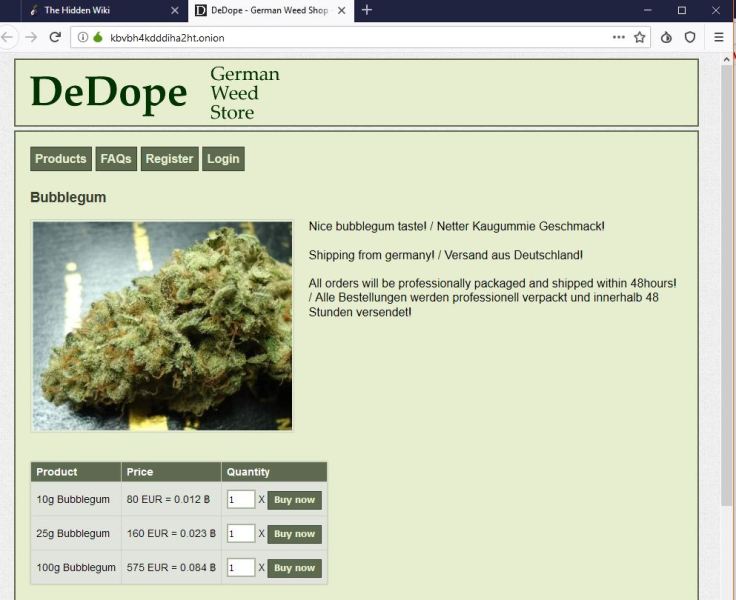DeDope - German Weed &amp; Hash Shop Bitcoin